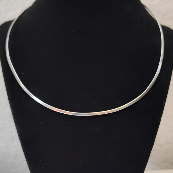 Vintage MEXICO Solid Sterling Silver Collar Choker Necklace 16.5" - Picture 1 of 10